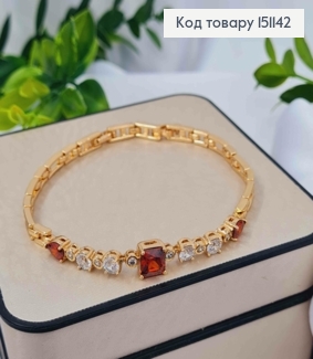 Браслет "МРИЯ" украшен Красными и Блестящими камешками, дл. 17,5+2см, Xuping 18K 151142 фото