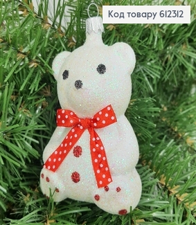 Новорічна фігура Ведмедик з червоним бантиком, 10*6,5см, Украина 612312 фото