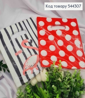 Пакет поліетиленовий з " Червоний в Білий горошок" , 100шт/уп, 25*20см 544307 фото