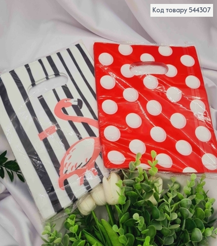 Пакет поліетиленовий з " Червоний в Білий горошок" , 100шт/уп, 25*20см 544307 фото 1