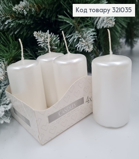 Набір свічок  ПЕРЛАМУТРОВИХ BISPOL, 4 шт ,40/60мм, 7 год. горіння 321035 фото