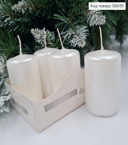 Набор свечей ЖЕМЧУЖНЫХ BISPOL, 4 шт ,40/60мм, 7 год. горения 321035 фото 1