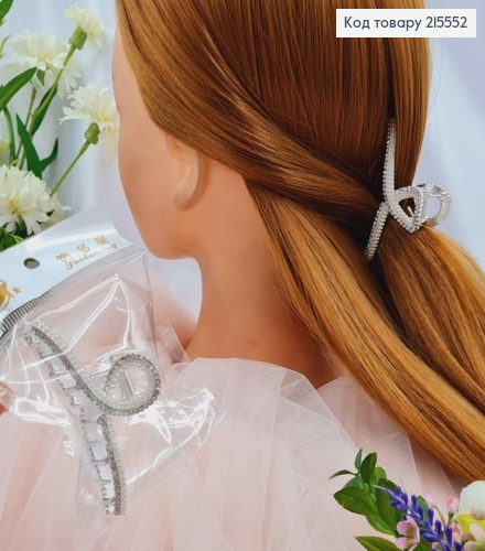 Краб метал 7см, ВУЗЛИК, срібного кольору в камінцях та бусинках 215552 фото 3