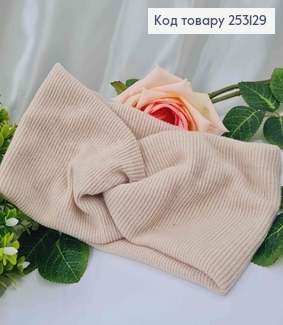 Повязка ангора рубчик, цвета Капучино, 21*10,5см, ручная работа 275036 фото