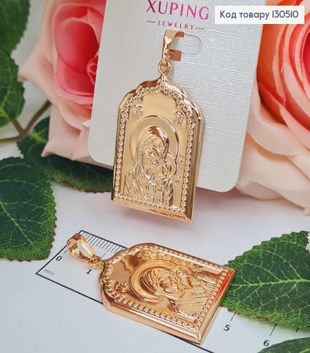 Иконка с Божией матерью и Иисусом, с тиснением, 3,5*2,5см, Xuping 18K 130510 фото 1