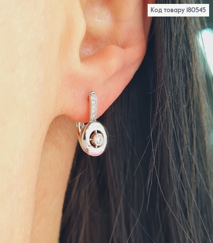 Серьги 1,5*1,6см родированые Символ с камнем  Xuping  180545 фото 2