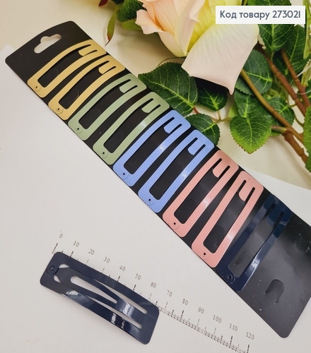 Заколка тик так  цветной прямоугольные в асс. 10 шт / уп. 273021 фото 1