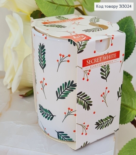 Аромасвечка стакан BISPOL Тайный белый 120 г/28 часов, 72s -45 313024 фото 1