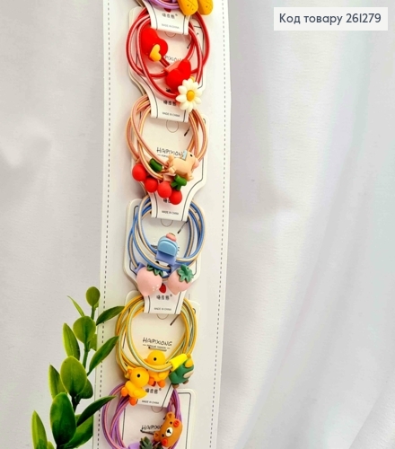 Набор детских резинок (30шт) ФРУКТИ / МУЛЬТЯШКИ  в ассортименте, тонкие, диаметр 3,5см. 261279 фото 1