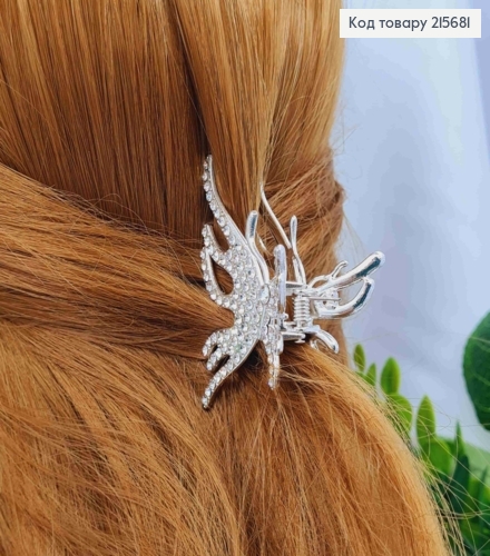 Краб метал "МЕТЕЛИК" прикрашений Блискучими камінцями, 5,5*4,5см, Срібного кольору 215681 фото 2