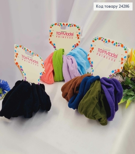 Набор резинок на планшетке (4шт) микрофибра 5,5см,КАЧЕСТВЕННІЕ, ярких и темных цветов в ассорт. 242116 фото 1