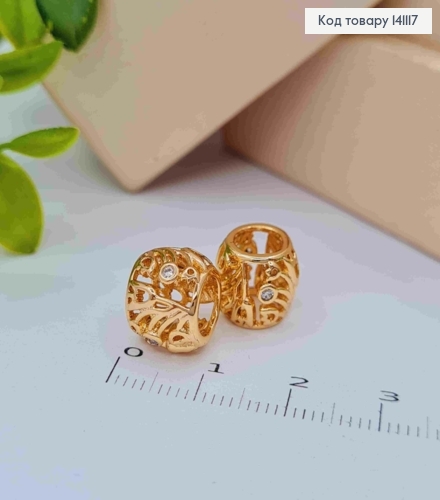 Кулон "Шарм" ажурний в Блискучих камінцях, діаметр 1см, Xuping 18K 141117 фото 1