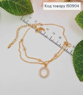 Браслет на ногу с колечком в камнях, с шариками и подвесками камешками, дл. 23+5см, Xuping 150904 фото