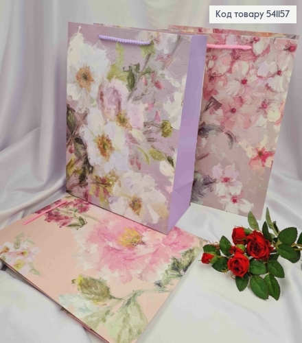 Пакет бумажный, "Полевые и Дикие цветы", 32*26*12см в ассортименте. 541157 фото 1