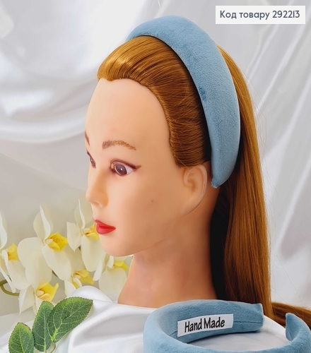 Обруч пластик, м'якенький велюр, ХВОЙНИЙ, шир.4см.  292213 фото 1