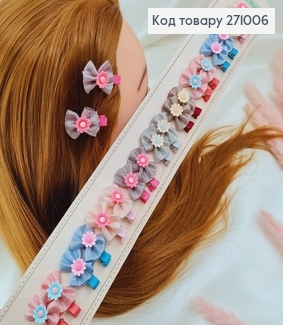 Заколка уточка детская с бантиком и цветочком в асс. 24 шт/уп. 271006 фото