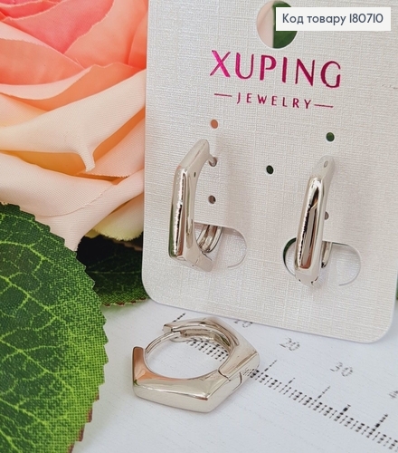 Сережки родовані кільця Граненні, 2*0,3см, Xuping 180710 фото 2