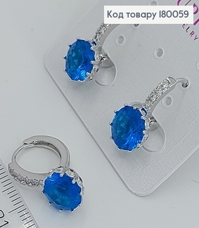 Серьги с голубым камнем 180059 фото