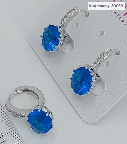 Серьги с голубым камнем 180059 фото 1