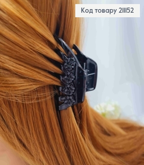 Краб пластик глянцевый, "Паучок" с цветочками, 6см, Черного цвета 211152 фото