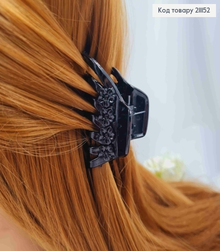 Краб пластик глянцевый, "Паучок" с цветочками, 6см, Черного цвета 211152 фото 1