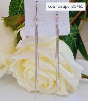 Серьги подвески с пластинами и камешком родованные Xuping 180465 фото