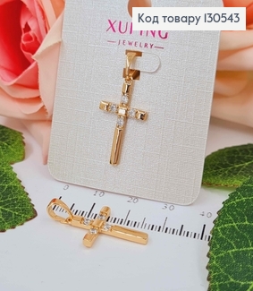 Крестик с четырьмя камешками, 2*1,4см, Xuping 18K 130543 фото