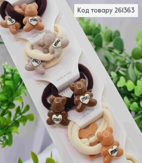 Набір резинок (20шт), ВЕДМЕЖАТКА, Пастельні кольори, резинка 3см, фігурки 2*1,5см 261363 фото