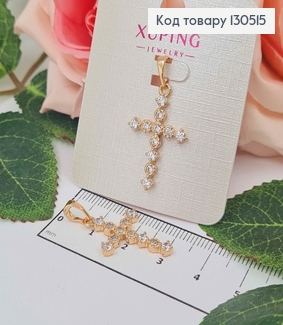 Крестик, из круглых камешков в оправе, 2,5*1,5см Xuping 18K 130515 фото