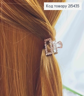 Краб металл, Прямоугольный в камешках, серебряного цвета, 2см 215435 фото