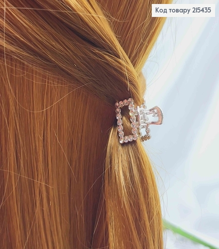 Краб металл, Прямоугольный в камешках, серебряного цвета, 2см 215435 фото 1