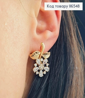Серьги "Чудо-Цветок" с камешками, 2,5см, англ. застежка, Xuping 18K 116548 фото
