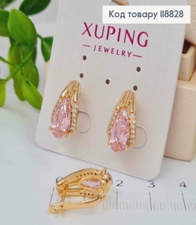 Серьги "Ксения" украшены Розовым камнем, 1,7см, англ. застежка, Xuping 18К 118828 фото