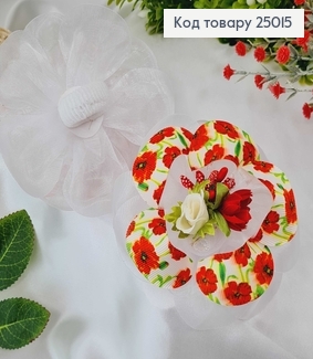 Резинка Бант, Украинский мотив с красным цветком,10см, Украина 25015 фото