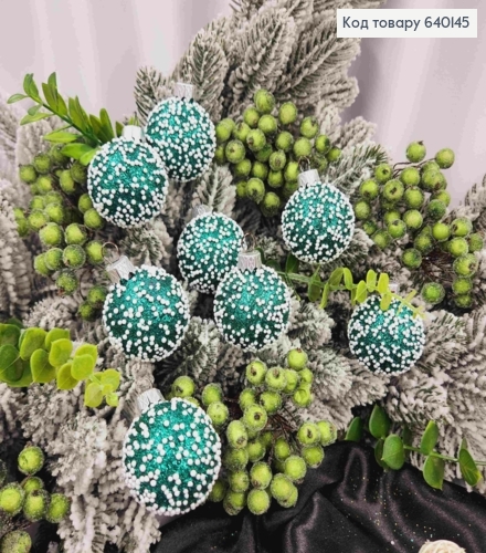 Набір куль(8шт),  40 мм  "СНІГОПАД", ЗЕЛЕНИЙ колір,новорічні прикраси, пластик,  Україна 640145 фото 1