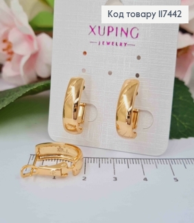 Серьги овальные Широкие, ширина 0,5 см, длина 1,7см, итальянская застежка, XUPING 18K 117442 фото