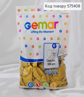 Воздушные шары латексные 12'' Gemar Золотые (30см), 100шт/уп 575408 фото