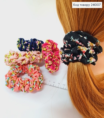 Резинка об'ємна тканина з орнаментом квіти в асорт. 241007 фото 1