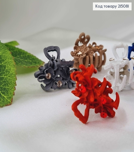 Краб метал квіточка з камінцями в асорт. 215081 фото 1
