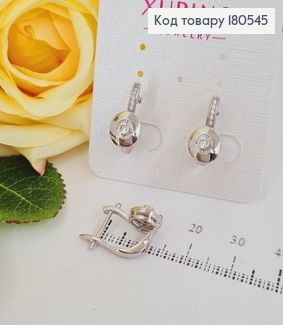 Серьги 1,5*1,6см родированые Символ с камнем  Xuping  180545 фото