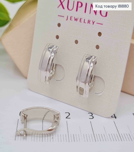 Серьги родованные "Прямоугольные", 1,6см, английская застежка, Xuping 181880 фото 1