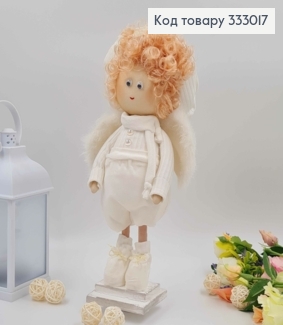 Лялька АМУРЧИК в береті, молочний колір, висота 35см,ручна робота, Україна 333017 фото