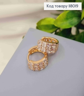 Серьги кольца окрашены камнями в два ряда, ширина 6мм, диаметр 1,7см, Xuping 18К. 118019 фото