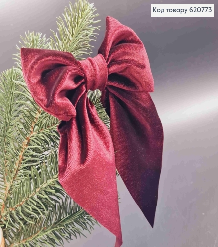Бант велюр БОРДО (бургунді), 15*20см, на заколці стріла, Україна 620773 фото 1