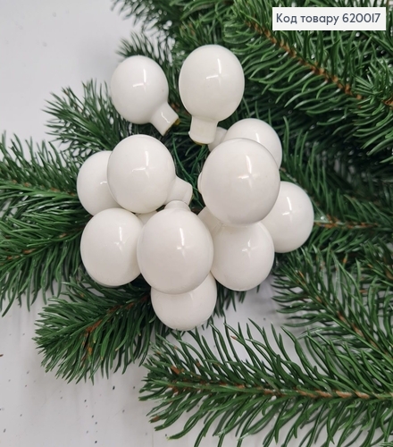 Веточка из стеклянных белых шариков 2,5 см 12 шт в пучке 620017 фото 1