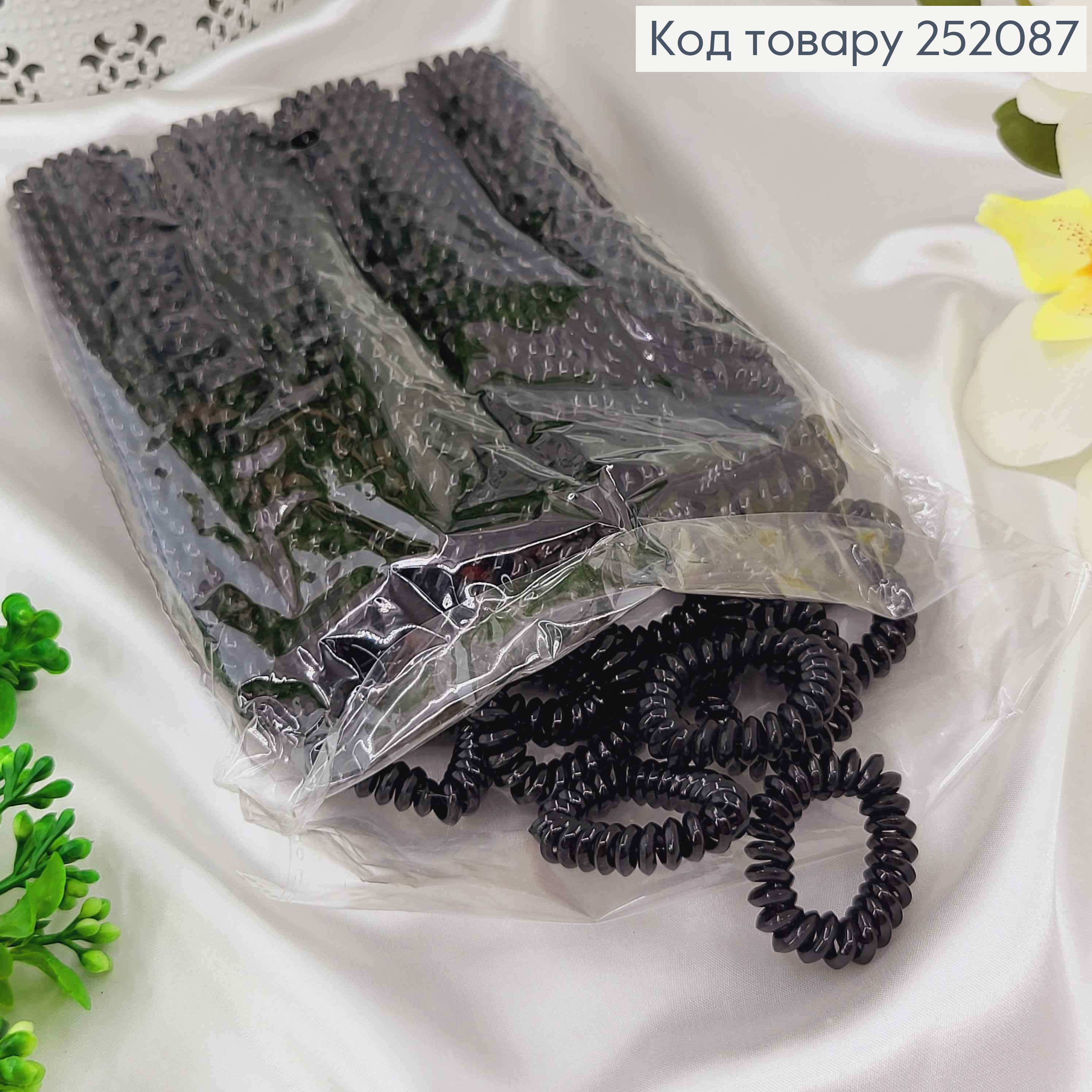 Резинка пружинка, 3см, глянцевая черная 252087 фото 1