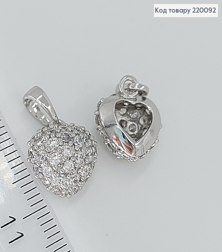 Кулон Сердце в камушках 1,2*1см родироване медзолото Xuping 220092 фото 1