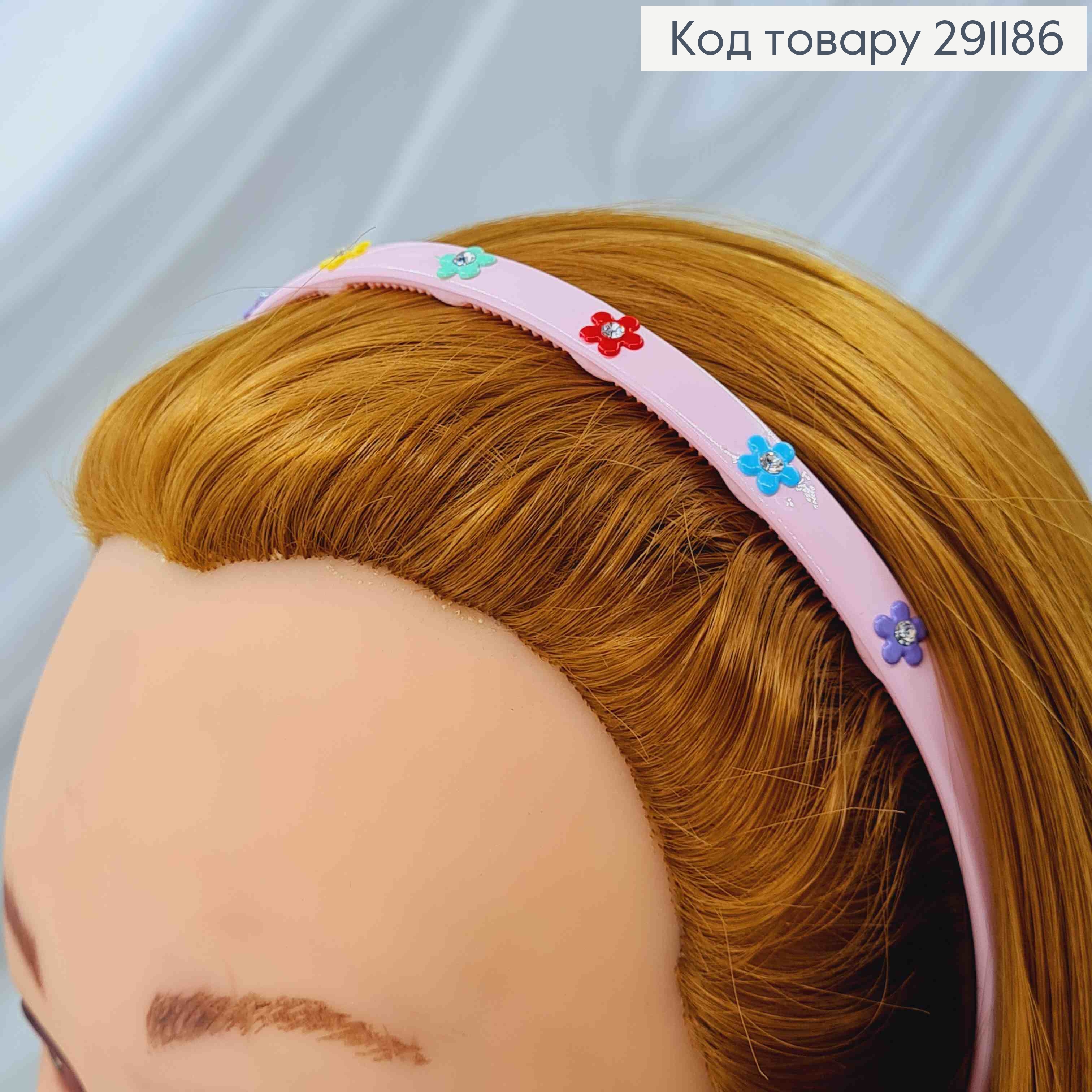 Обруч пластик, с цветными цветочками 0,7см, светлые цвета в ассорт. 291186 фото 4