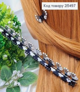 Крабик маленький, с бабочкой в камешках, 1.5 см, металл, черный цвет, 12 шт/уп. 215497 фото