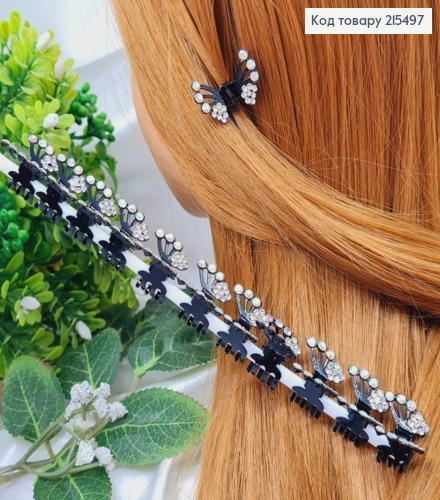 Крабик маленький, с бабочкой в камешках, 1.5 см, металл, черный цвет, 12 шт/уп. 215497 фото 1